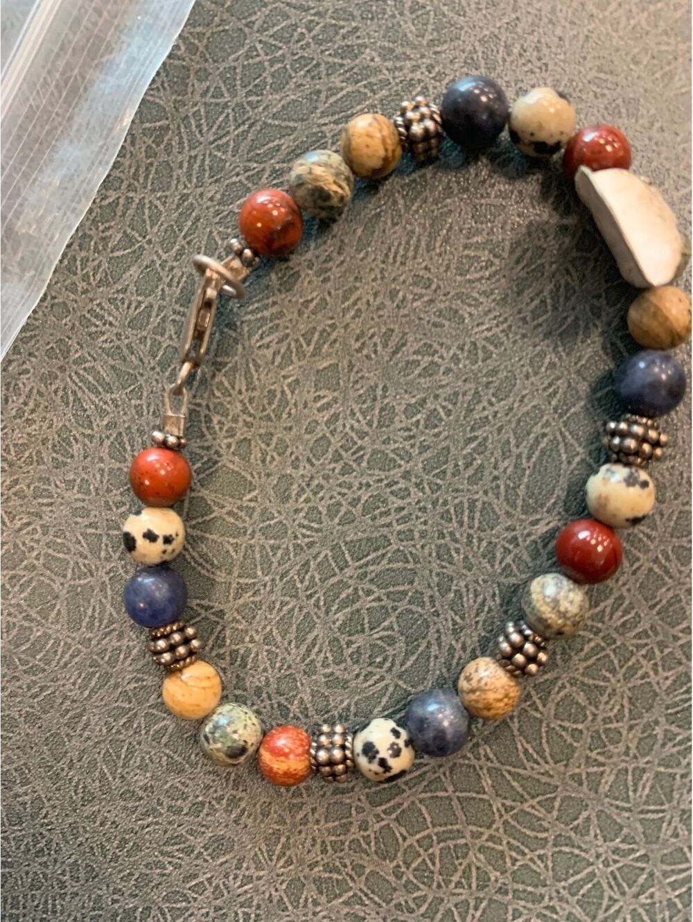 Colorful Beaded jasper Bracelet with 925 accents